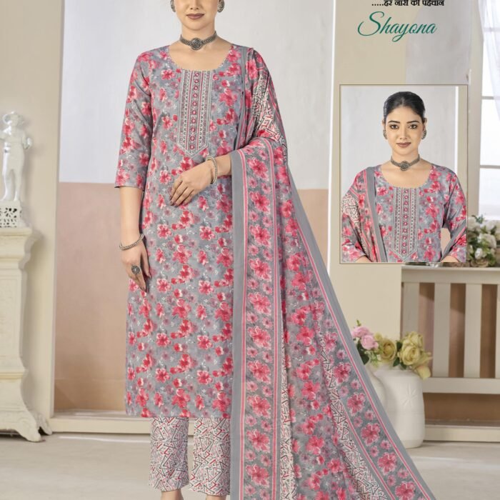shayona cotton fabrics with foil print 1001
